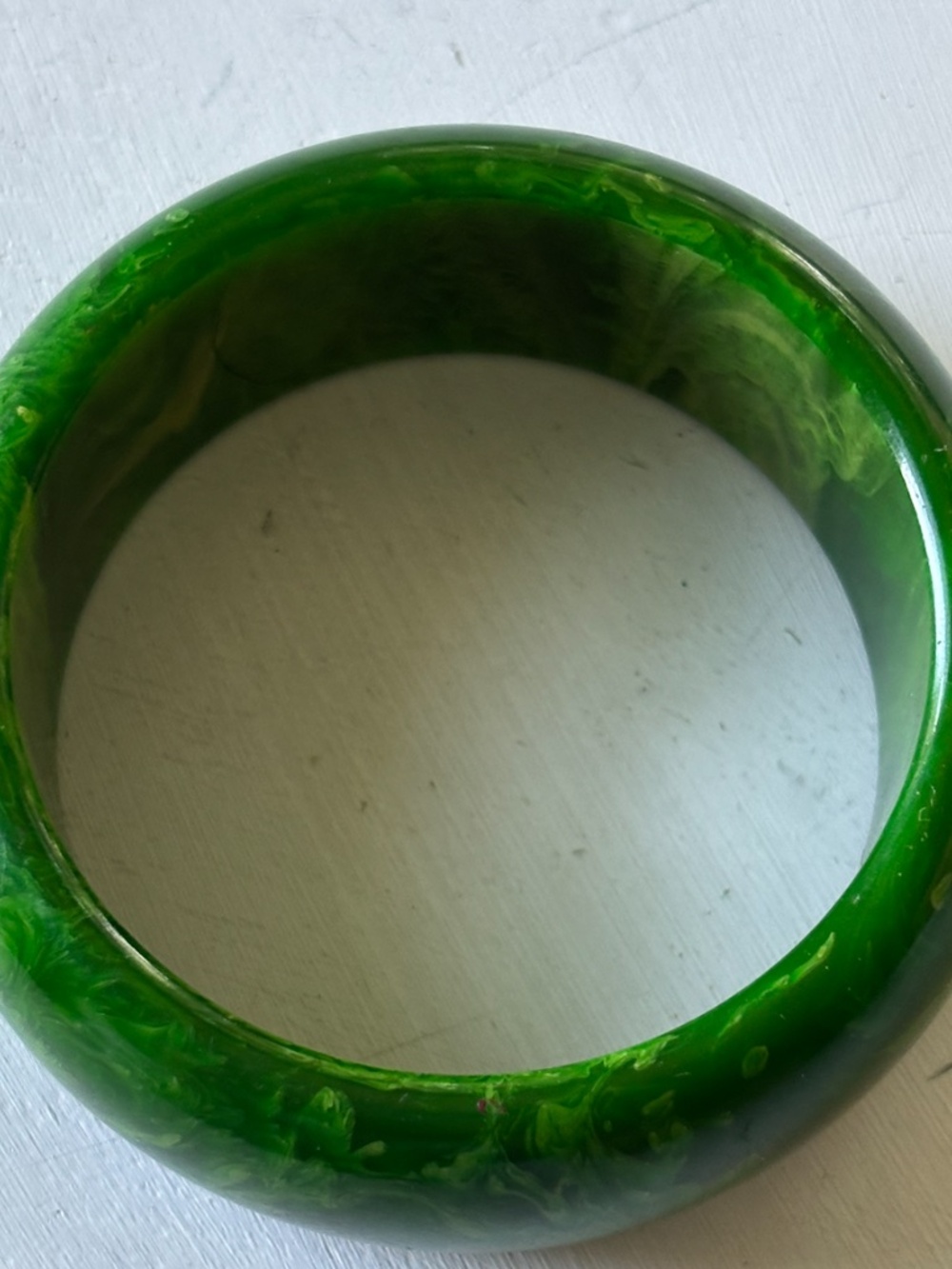 Vintage Marbled Green Chunky Bangle Bracelet - Picture 2 of 3